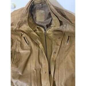 VINTAGE WALNUT BROWN Men’s Sz L LEATHER JACKET Heavy‎